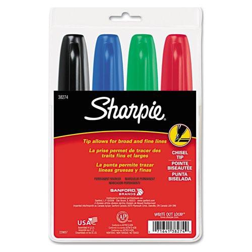 Sharpie  Marker 4Ct Permanent Chisel Tip