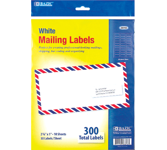 Bazic White Mailing Labels 1X 2-5/8 10Sht 3818