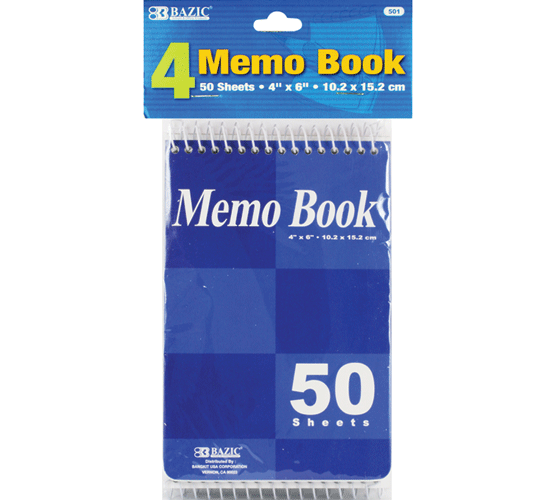 Memo Book 4X6 Spiral 2Ct #501