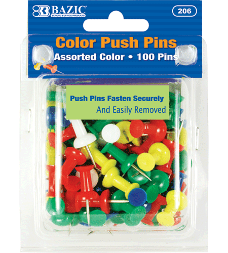 Bazic Push Pins 100 Count Color #206