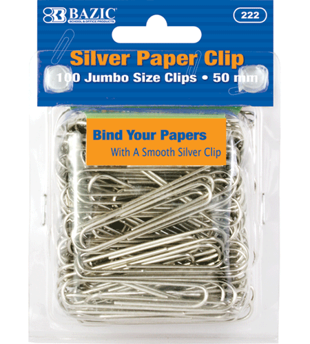 Paper Clips Jumbo 100Ct Bazic 222