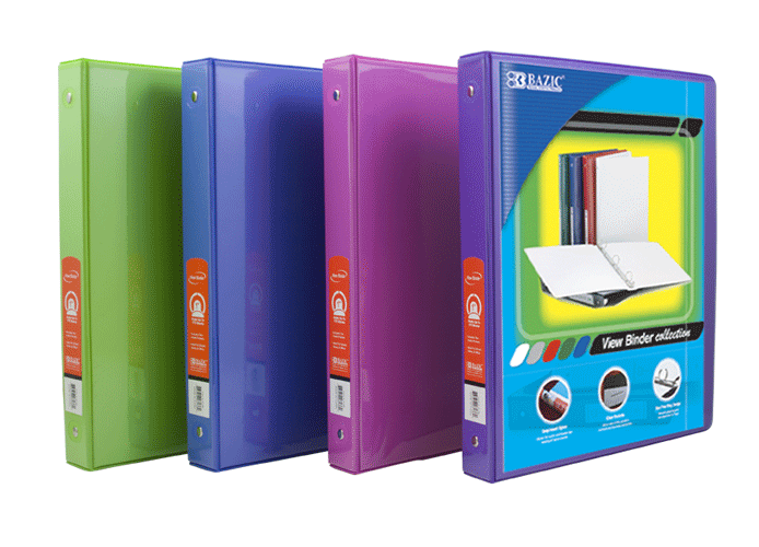 Binder 1 Assorted. Colors W View- Bazic #3136