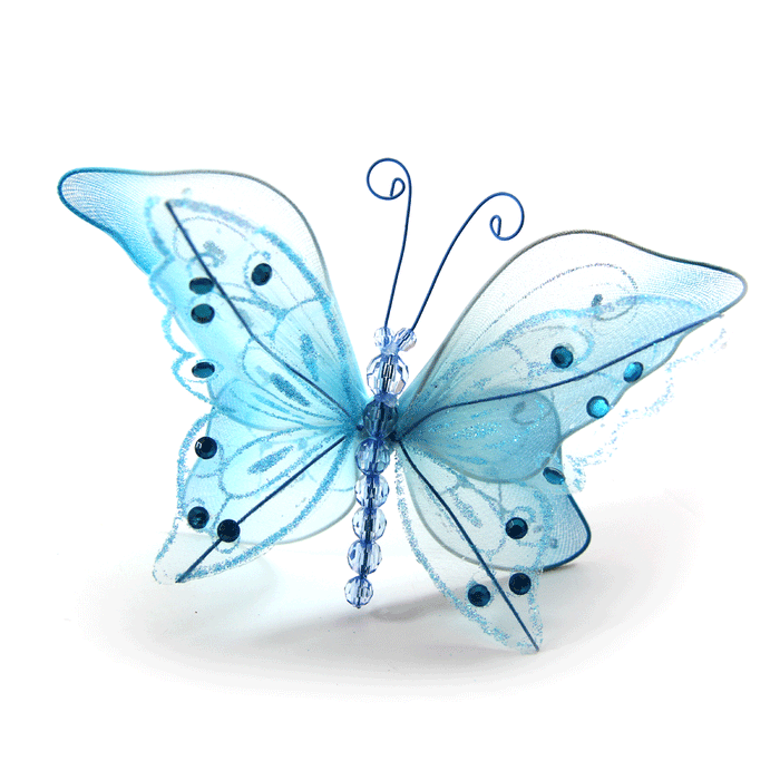 Light Blue Butterfly Decorative 6Pc