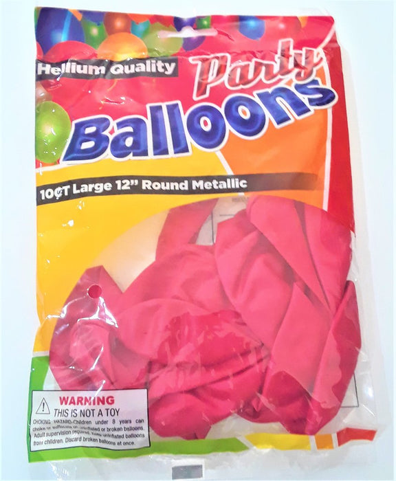 Balloons 10 Ct 12" Round Red  Helium Quality