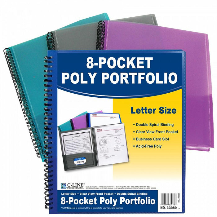 Poly Port-8 Pocket Spiral Assorted