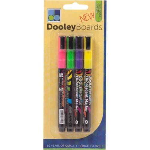 Dooley Boards Flourescent Markers 4 Ct 414Pf