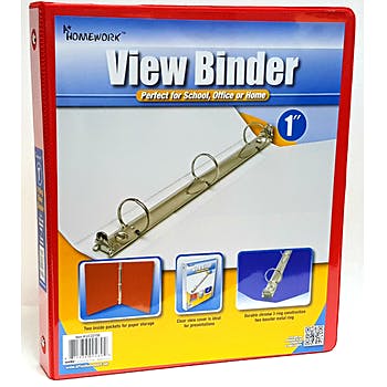 Binder 1" Red W View - Homework