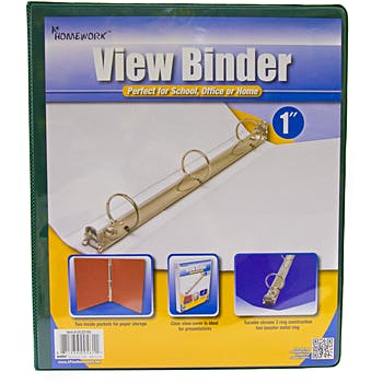 Binder 1" Green W View - Homework
